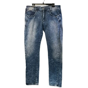 Repeat Denim Mens 37.5X34 Distressed Acid Wash Casual Retro Jeans